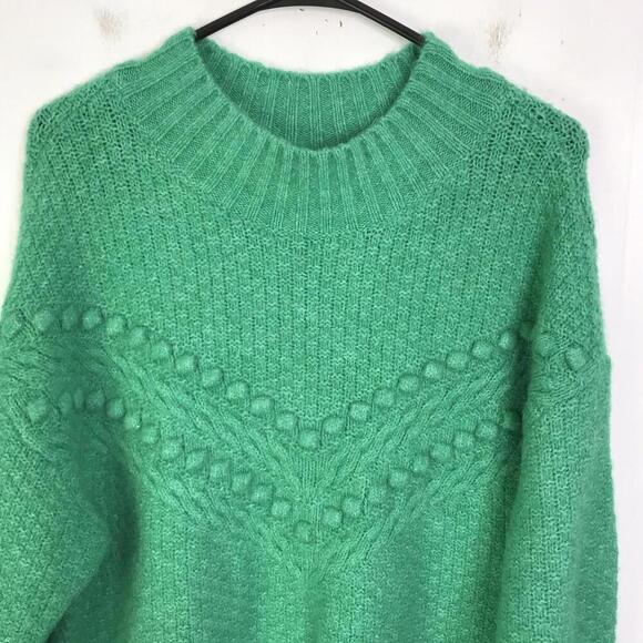 Talbots Sweater Womens 1X Kelly Green Bobble Cable Knit Comfy Cozy Soft - Picture 3 of 7